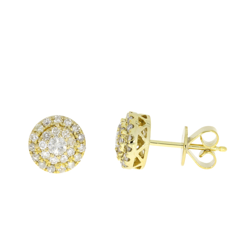 Genuine .50ct Diamond Stud Earrings 14KT Yellow Gold