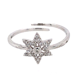 18k Solid White Gold Natural Diamond Pave Star Midi Ring Jewelry Womens