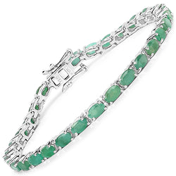 6.40 Carat Genuine Emerald .925 Sterling Silver Bracelet