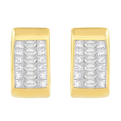 14K Yellow Gold 1ct. TDW Baguette and Princess-cut Diamond Earrings (H-IVS1-VS2)