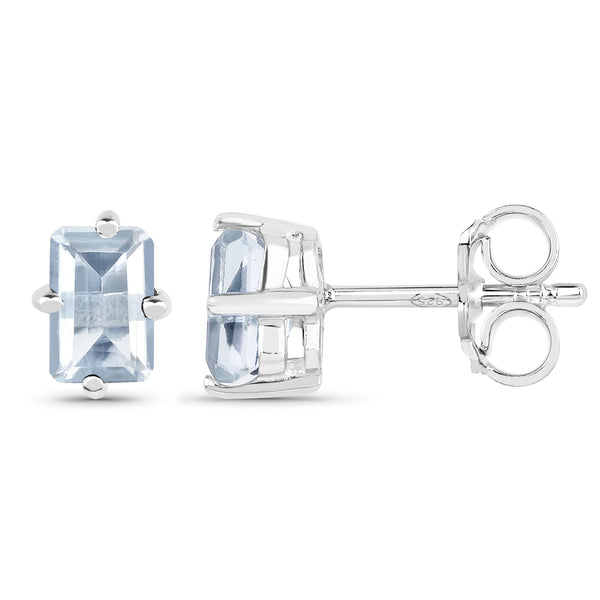 1.04 Carat Genuine Aquamarine .925 Sterling Silver Earrings