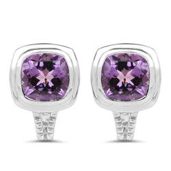 7.10 Carat Genuine Amethyst .925 Sterling Silver Earrings