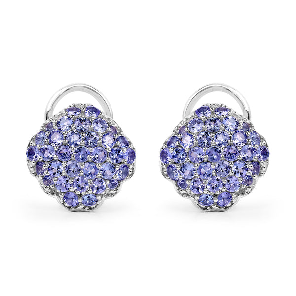 3.14 Carat Genuine Tanzanite .925 Sterling Silver Earrings