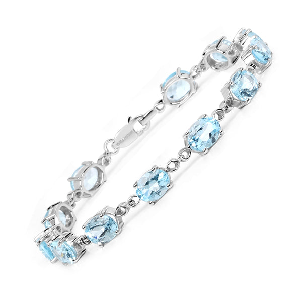 19.20 Carat Genuine Blue Topaz .925 Sterling Silver Bracelet