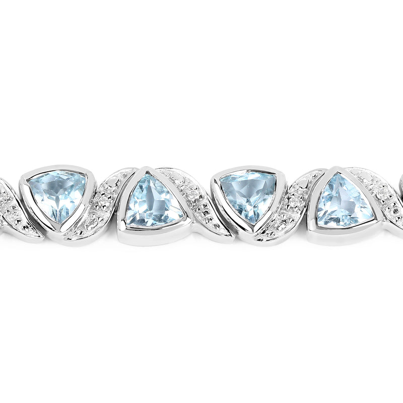 10.03 Carat Genuine Blue Topaz and White Topaz .925 Sterling Silver Bracelet