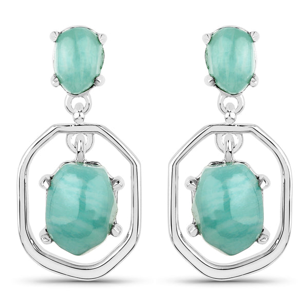 4.64 Carat Genuine Amazonite .925 Sterling Silver Earrings