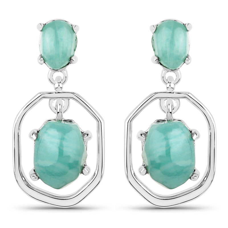 4.64 Carat Genuine Amazonite .925 Sterling Silver Earrings