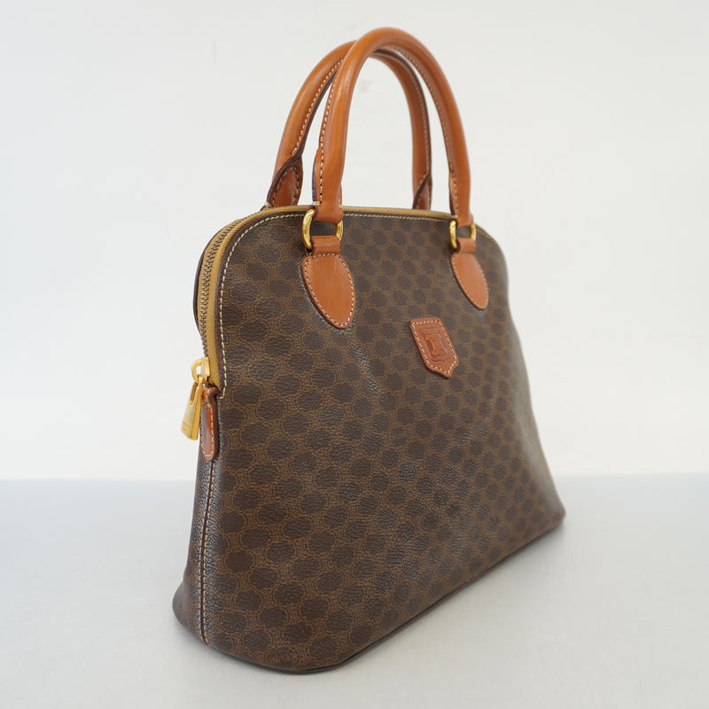 Auth Celine Macadam Handbag Womens PVC Handbag Brown