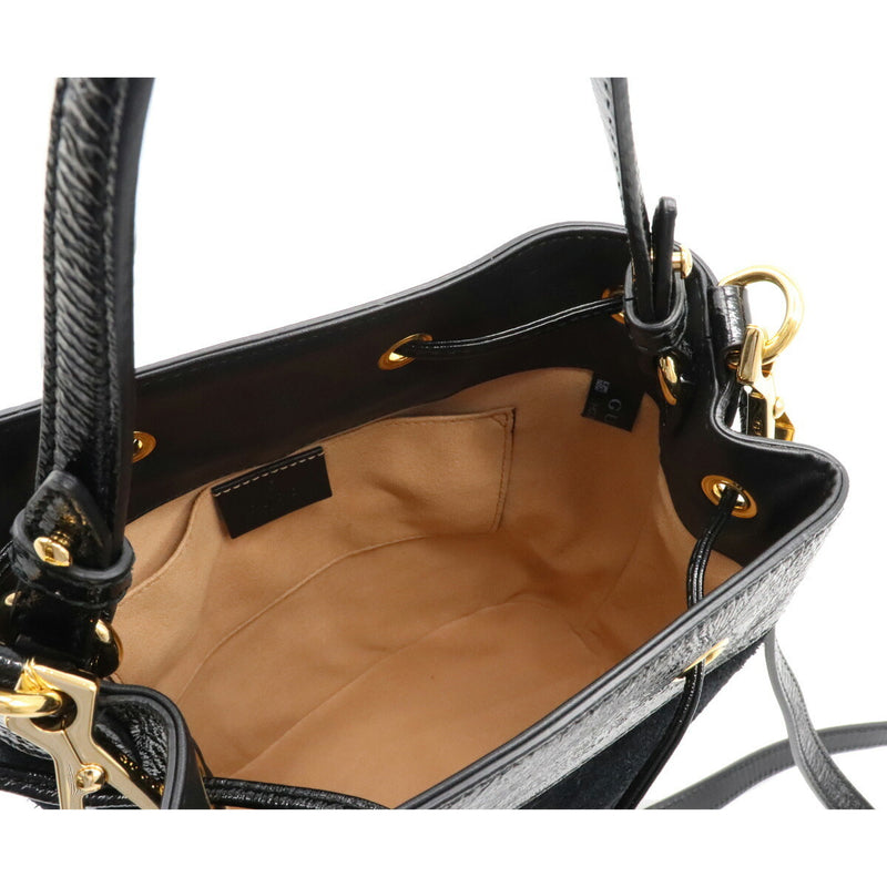 Gucci Ophidia Small Bucket Bag Webline Handbag 2WAY Shoulder Drawstring Suede Leather Black 550621