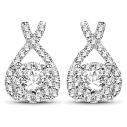 0.86 Carat Genuine White Diamond 14K White Gold Earrings (G-H Color, SI1-SI2 Clarity)