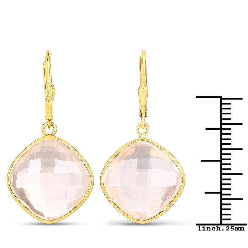 22.40 Carat Genuine Rose Quartz .925 Sterling Silver Earrings