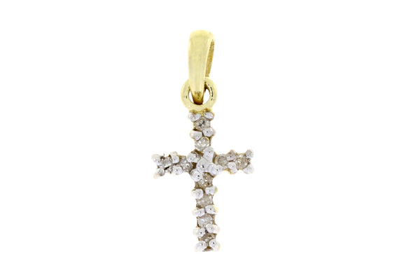 .05ct Diamond Cross Religious Pendant 10KT Yellow Gold