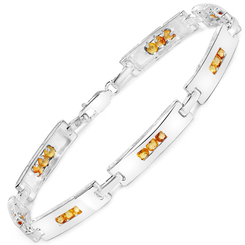 2.52 Carat Genuine Yellow Sapphire .925 Sterling Silver Bracelet