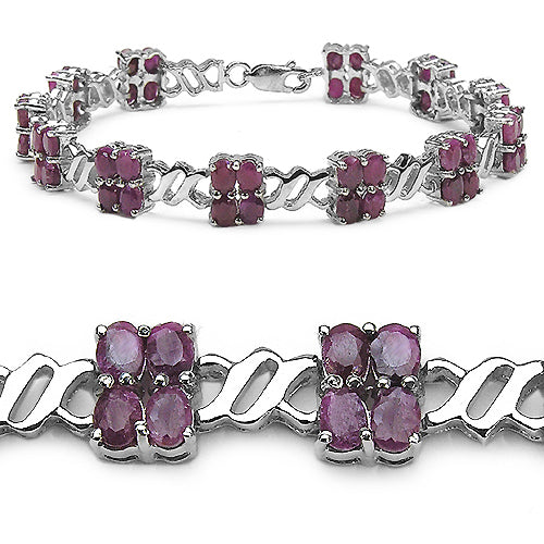 12.00 Carat Genuine Ruby .925 Sterling Silver Bracelet