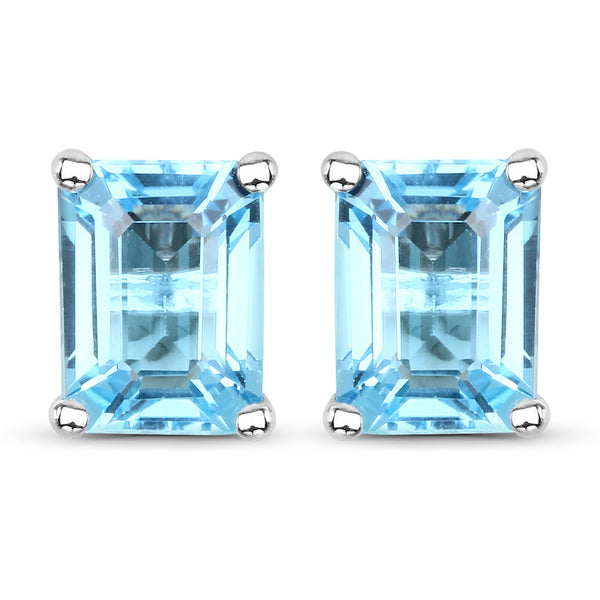 3.20 Carat Genuine Swiss Blue Topaz .925 Sterling Silver Earrings