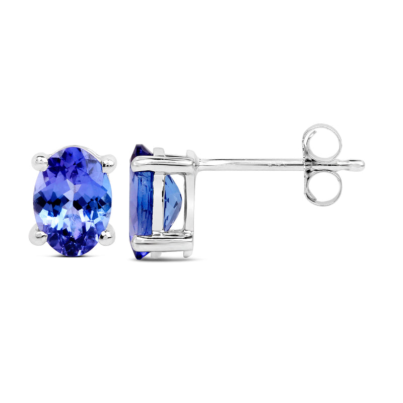 2.00 Carat Genuine Tanzanite 14K White Gold Earrings