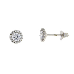 Genuine Cubic Zirconium Stud Earrings Sterling Silver