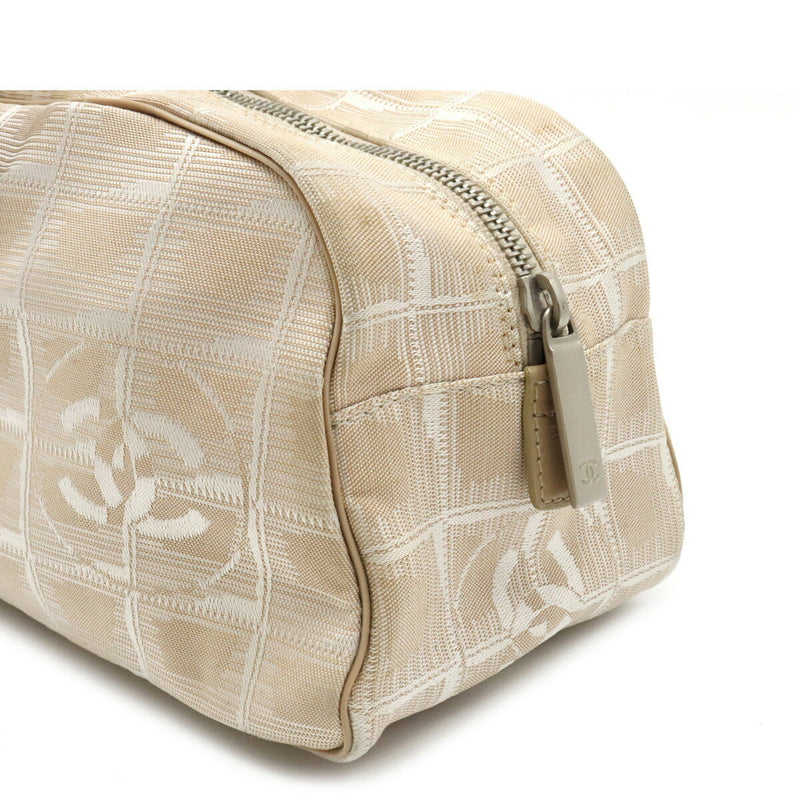 CHANEL New Travel Line Handbag Nylon Jaguar Leather Beige A15828