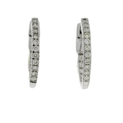 Genuine .25ct Diamond Hoop Earrings 10KT White Gold