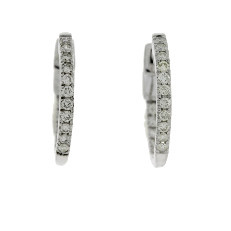 Genuine .25ct Diamond Hoop Earrings 10KT White Gold