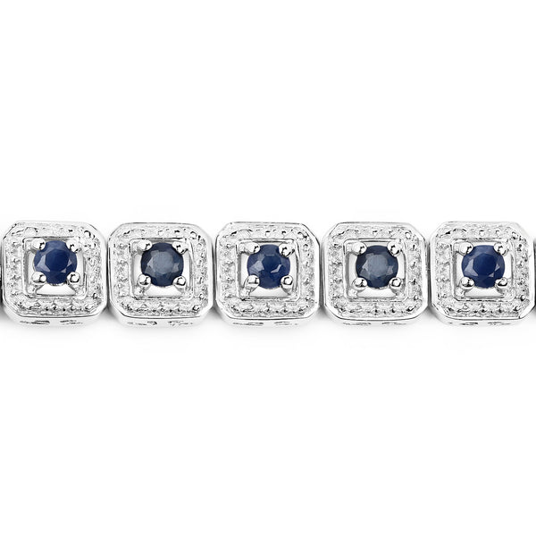 2.88 Carat Genuine Blue Sapphire .925 Sterling Silver Bracelet