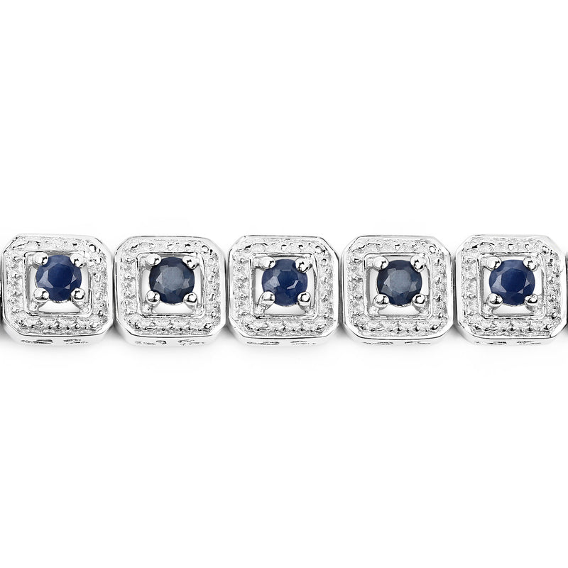 2.88 Carat Genuine Blue Sapphire .925 Sterling Silver Bracelet