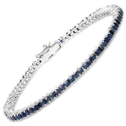 5.32 Carat Genuine Blue Sapphire .925 Sterling Silver Bracelet