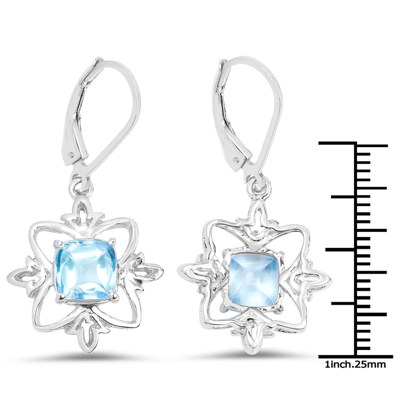 5.30 Carat Genuine Swiss Blue Topaz .925 Sterling Silver Earrings