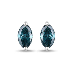 0.57 Carat Genuine Blue Diamond 14K White Gold Earrings