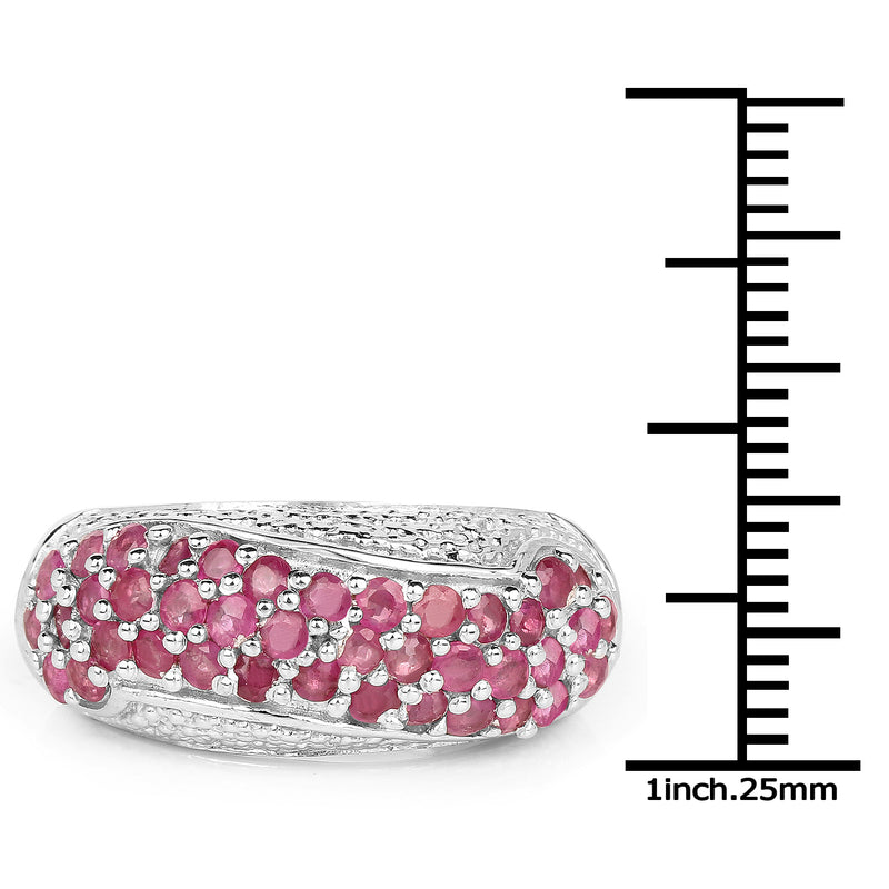 1.81 Carat Genuine Ruby and White Zircon .925 Sterling Silver Ring