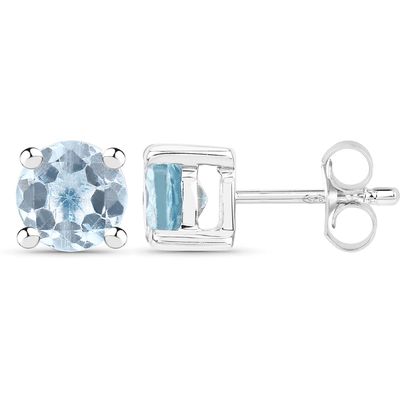 2.07 Carat Genuine Blue Topaz .925 Sterling Silver Earrings