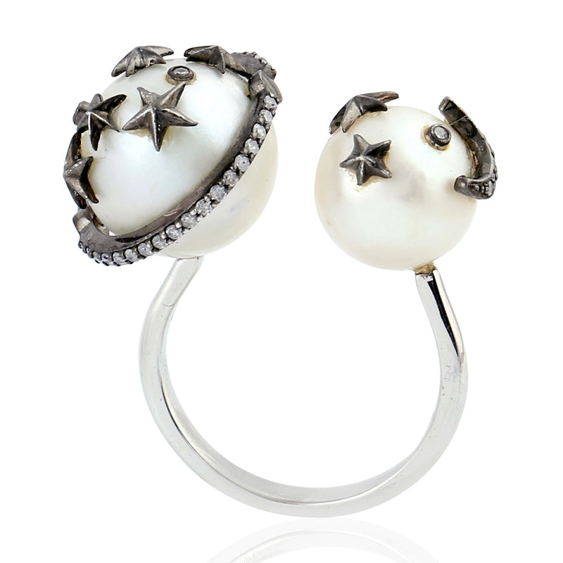 26.51ct Natural Pearl Adjustable Ring 925 Sterling Silver Jewelry