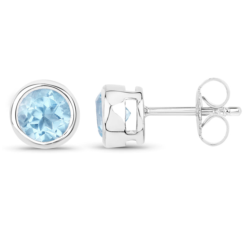 1.20 Carat Genuine Blue Topaz .925 Sterling Silver Earrings