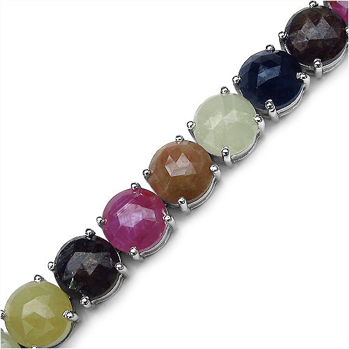 81.70 Carat Genuine Multi Sapphire Sterling Silver Bracelet