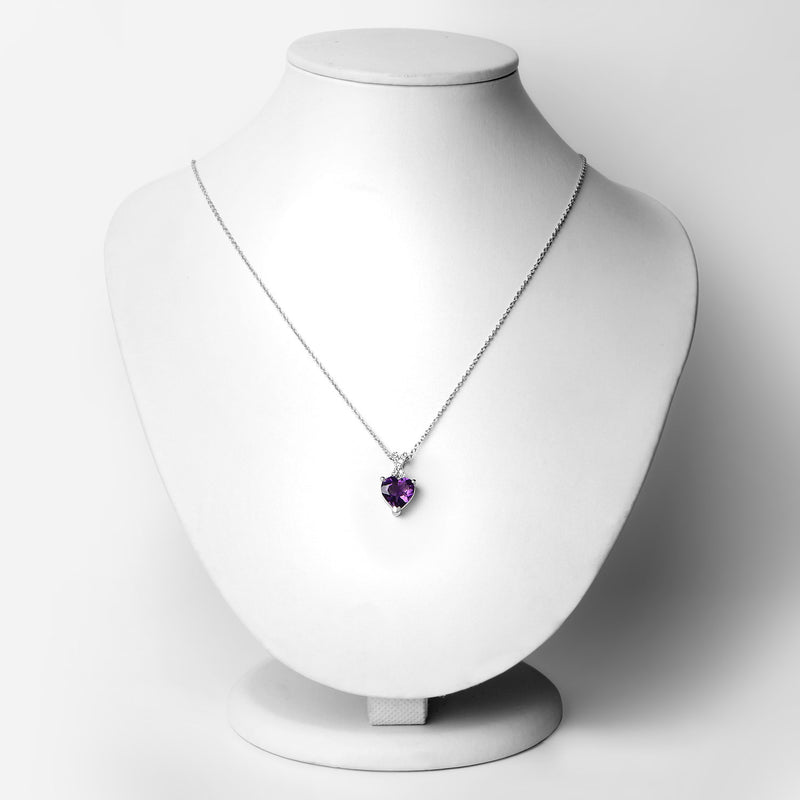 2.05 Carat Genuine Amethyst and White Topaz .925 Sterling Silver Pendant