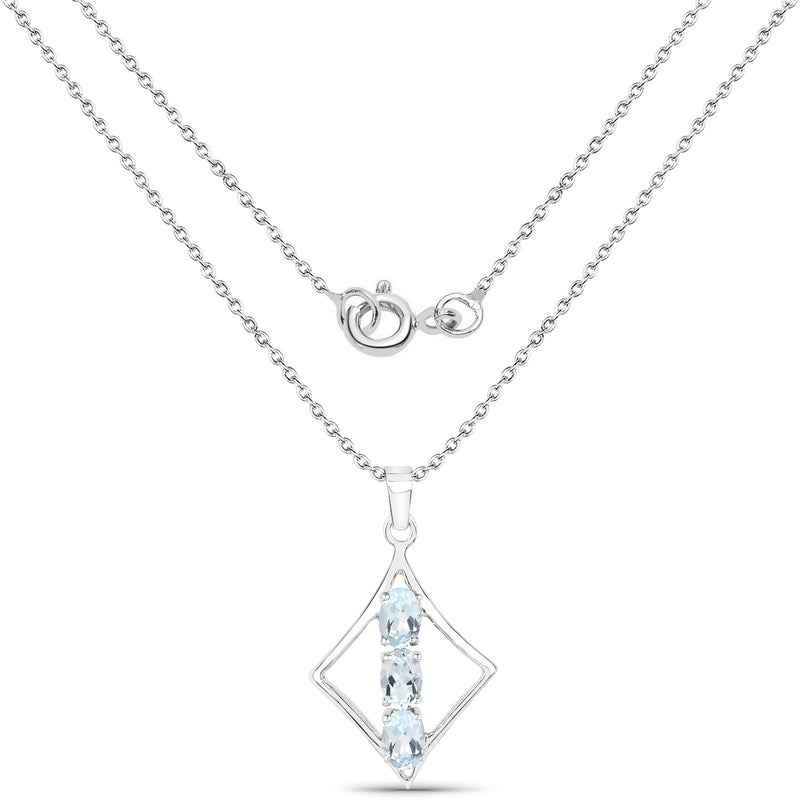 1.53 Carat Genuine Blue Topaz .925 Sterling Silver Pendant