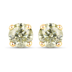 1.11 Carat Genuine LB Diamond 14K Yellow Gold Earrings