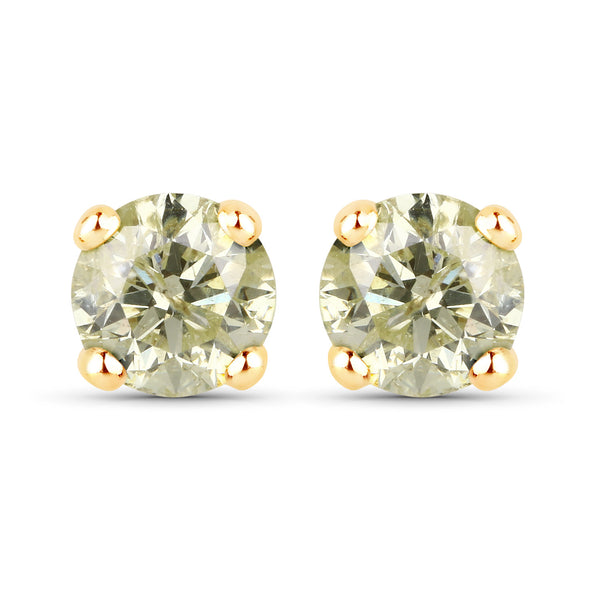 1.11 Carat Genuine LB Diamond 14K Yellow Gold Earrings