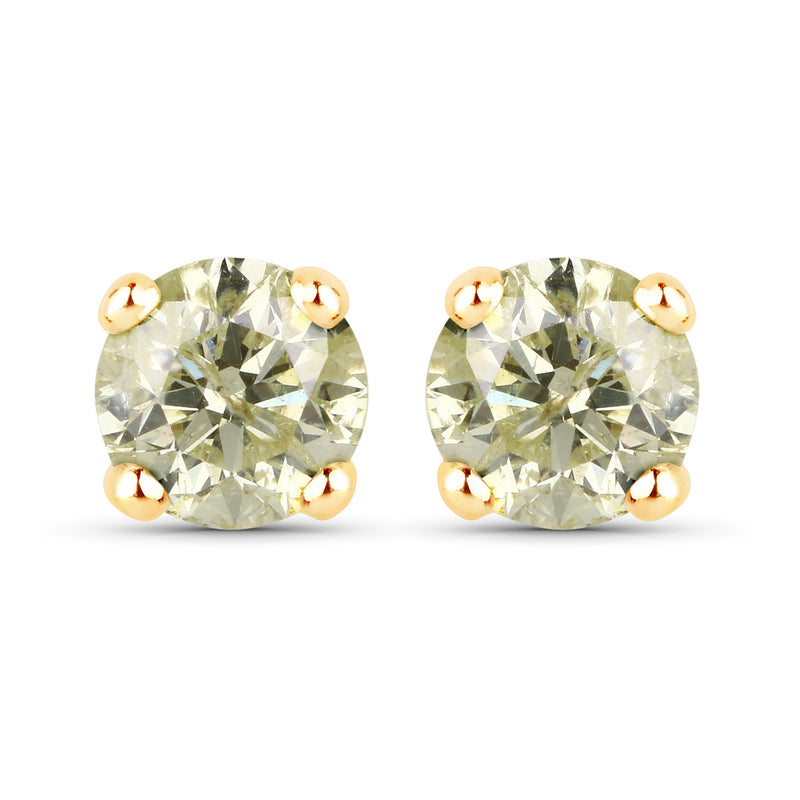 1.11 Carat Genuine LB Diamond 14K Yellow Gold Earrings