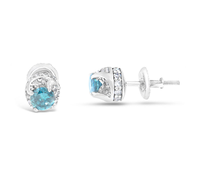 14K White Gold 1ct TDW Diamond Stud Earrings (I-JI1-I2)