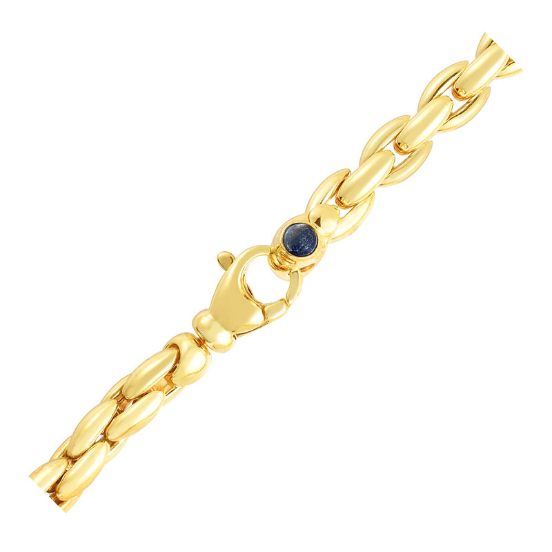 14k Yellow Gold 7 1/2 inch Oval Link Bracelet with Sapphire