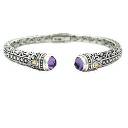 Amethyst Bangle Bracelet Sterling Silver 18KT Gold