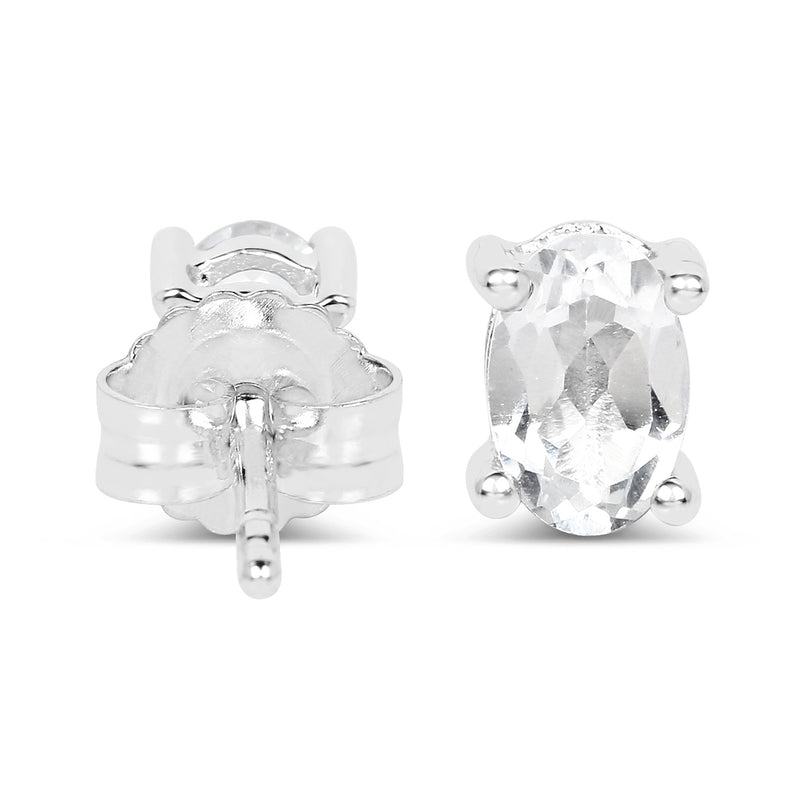 1.10 Carat Genuine White Topaz .925 Sterling Silver Earrings