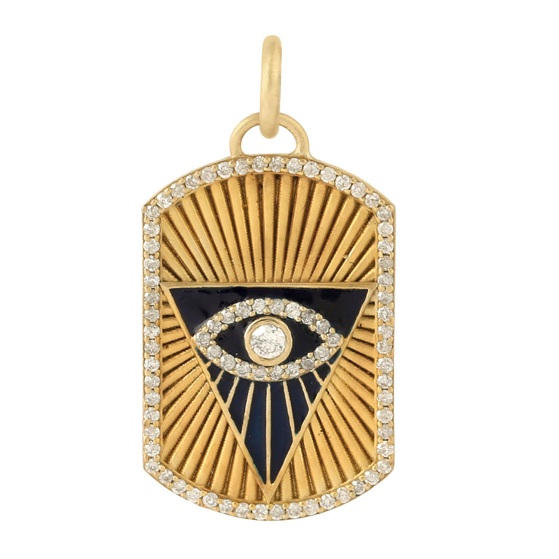 0.31ct Diamond Eye Charm Pendant 14k Yellow Gold Jewelry