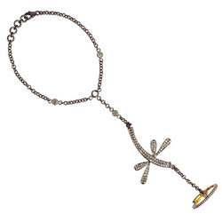 1.5ct Diamond 18kt Gold Sterling Silver Dragon Fly Design Slave Bracelet Jewelry