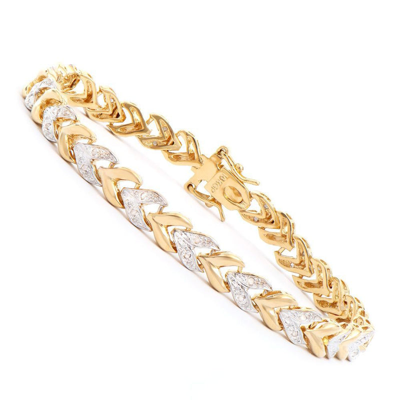 0.28 TW CTS DIAMONDS 18K GOLD PLATED DESIGNER BRACELET SIZE 8 INCHES