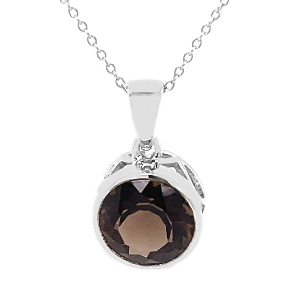 925 sterling silver with natural Smoky Quartz Round charms Pendant for women