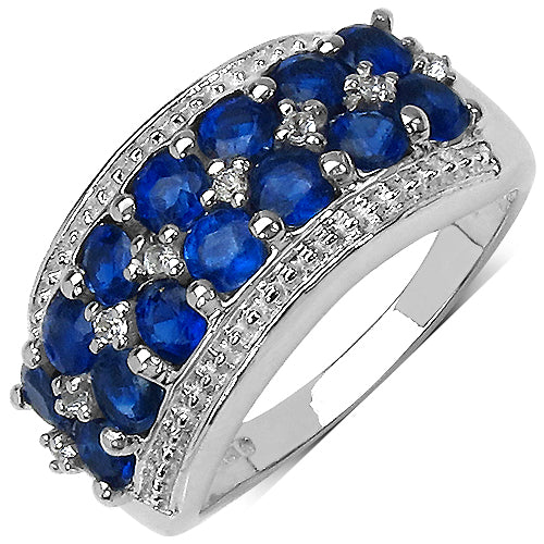2.00 Carat Genuine Kyanite & White Topaz .925 Sterling Silver Ring