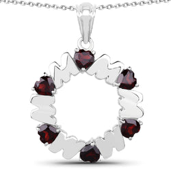 3.00 Carat Genuine Garnet .925 Sterling Silver Pendant