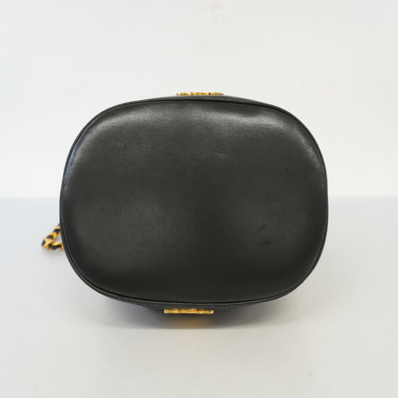 Auth Chanel Triple Coco Shoulder Bag Womens Leather Shoulder Bag Black